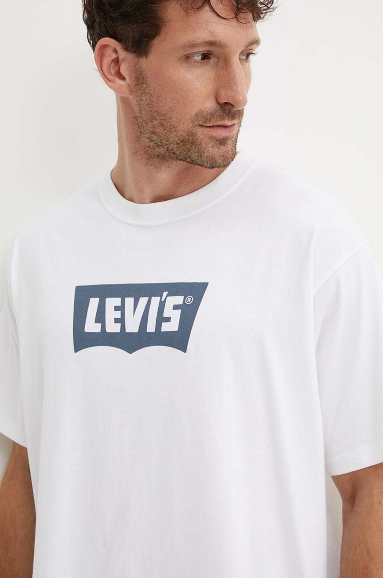 Levi's t-shirt bawełniany męski kolor biały z nadrukiem 000RY