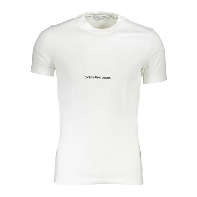 Biała Męska Koszulka z Logo Calvin Klein