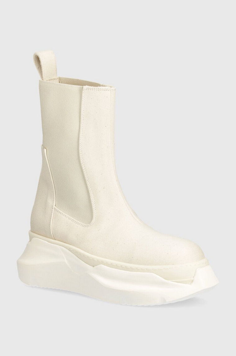 Rick Owens sztyblety Woven Boots Beatle Abstract damskie kolor beżowy na platformie DS01D1846.NDK.211