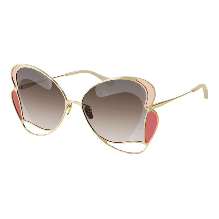 Eleganckie okulary przeciwsłoneczne z ramką w kolorze złota i gradientowymi brązowymi szkłami Chloé