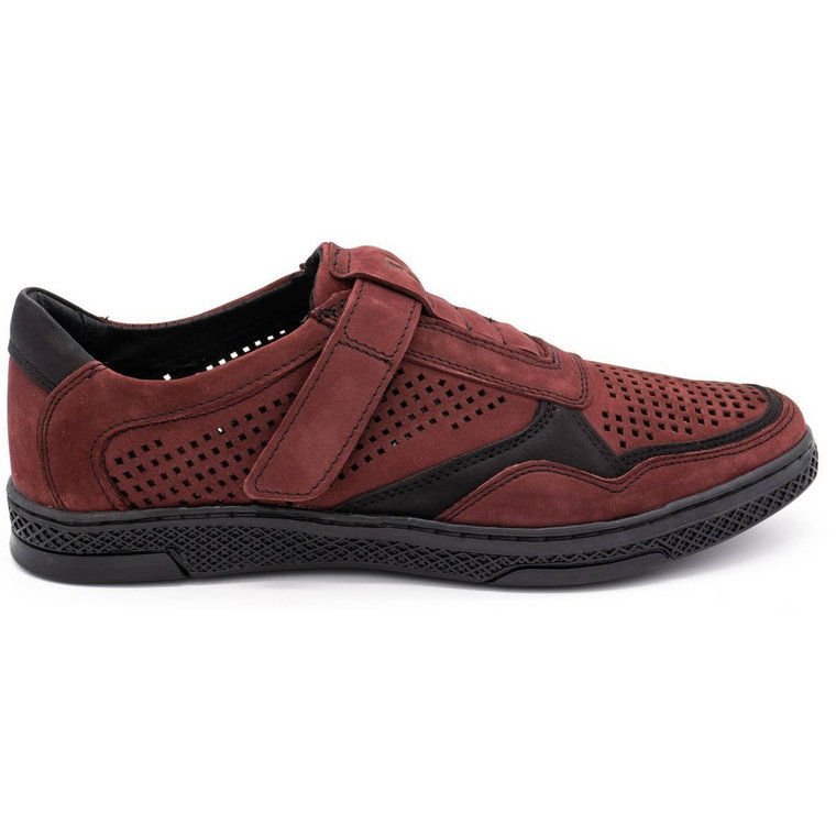 Polbut Buty męskie skórzane casual 2102L bordo czerwone