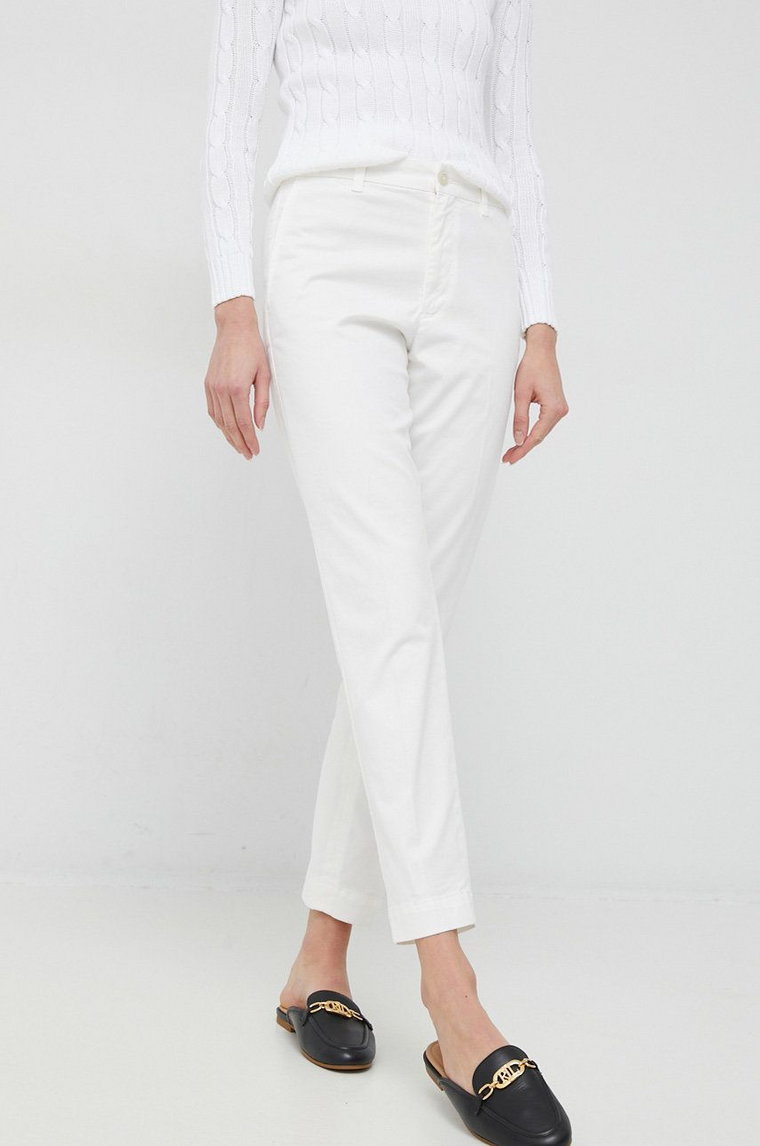 Polo Ralph Lauren spodnie damskie kolor beżowy proste high waist