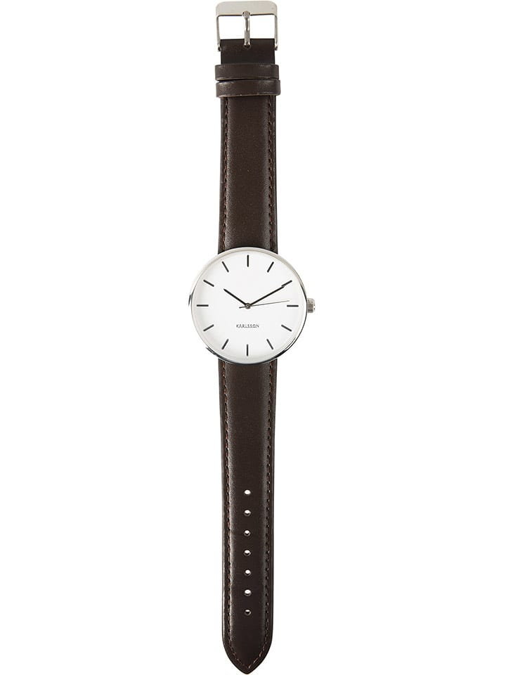 Present Time Zegarek kwarcowy "Minimal" w kolorze brązowo-białym