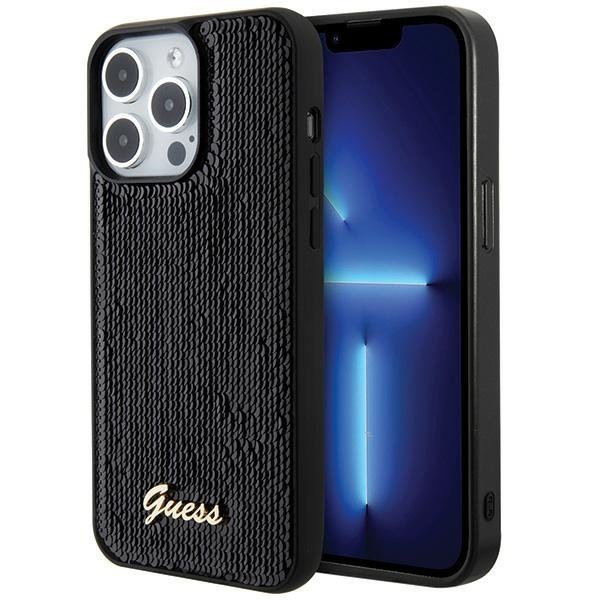 Guess GUHCP15LPSFDGSK iPhone 15 Pro 6.1" czarny/black hardcase Sequin Script Metal