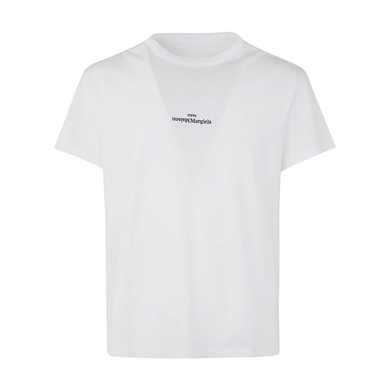 Haftowane Białe Czarne T-Shirt Maison Margiela