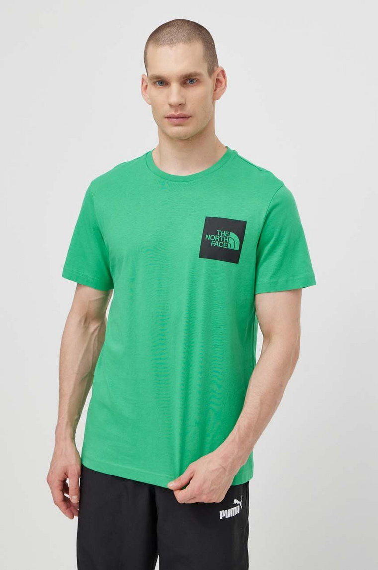 The North Face t-shirt bawełniany M S/S Fine Tee męski kolor zielony z nadrukiem NF0A87NDPO81