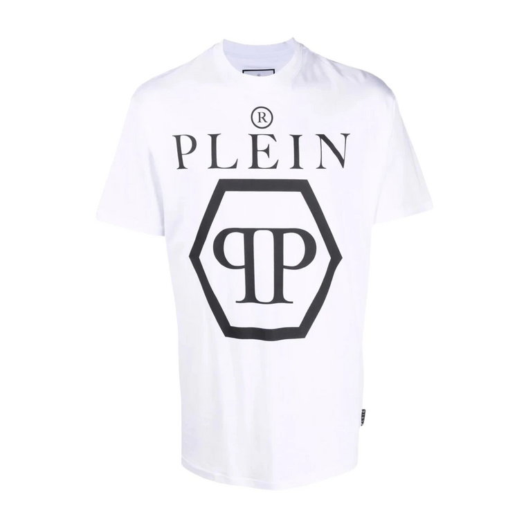 Biała Casual T-shirt z Okrągłym Dekoltem Philipp Plein