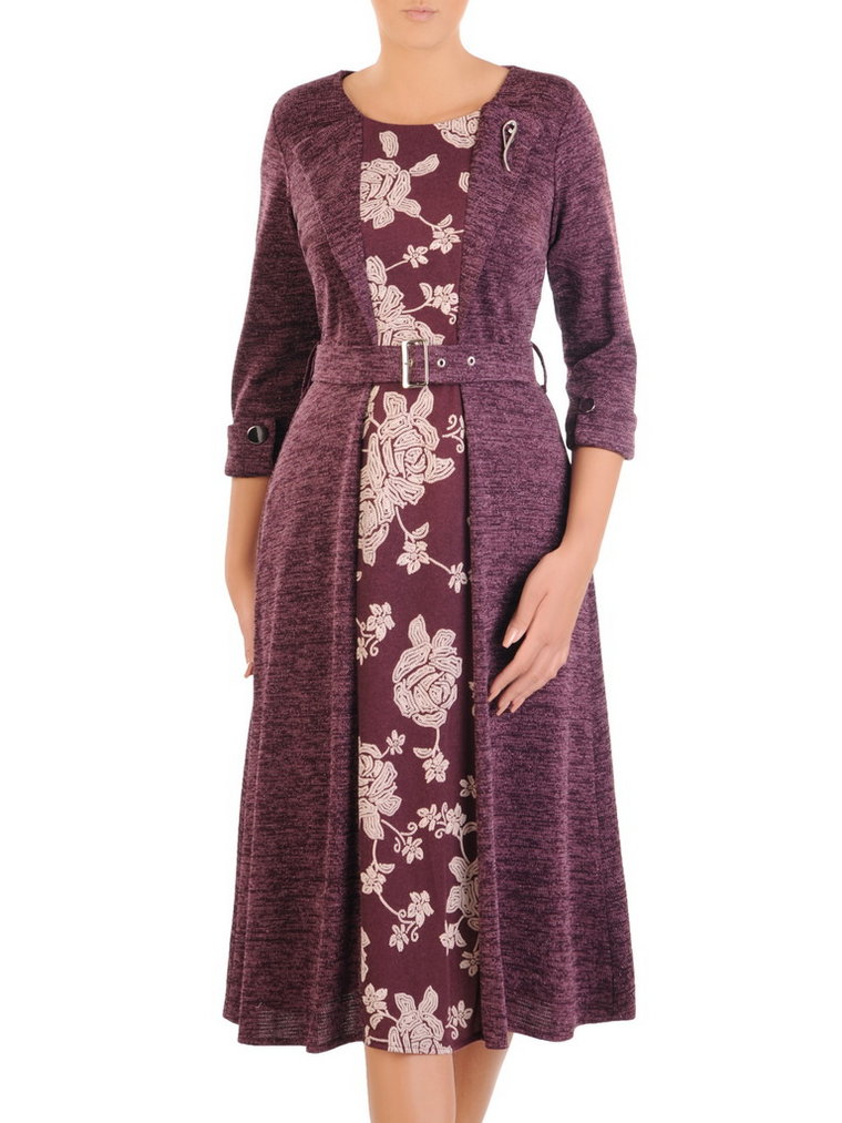 Sukienka koktajlowa, wyszczuplająca kreacja z łączonych tkanin 33940