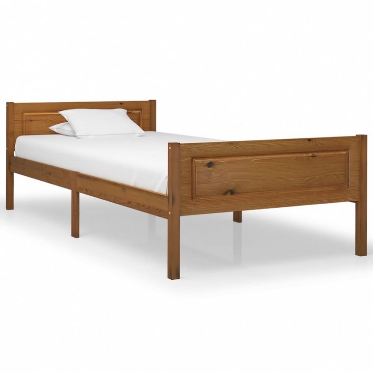 Rama łóżka z litego drewna sosnowego, miodowy brąz, 100x200 cm kod: V-322111