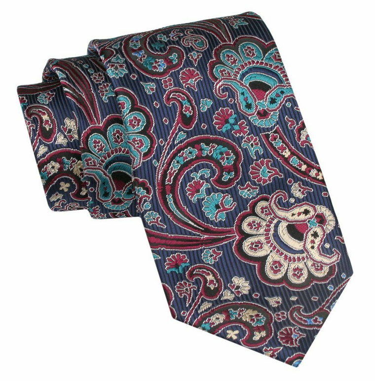 Krawat Męski, Klasyczny - ALTIES - Kolorowy, Wzór Orientalny