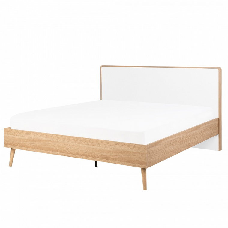 Łóżko drewniane 140 x 200 cm LED jasnobrązowe SERRIS kod: 4251682220163