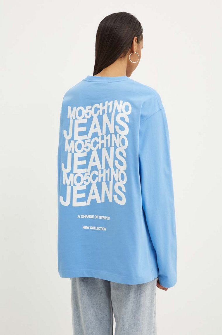 Moschino Jeans longsleeve bawełniany kolor niebieski 1205.8234