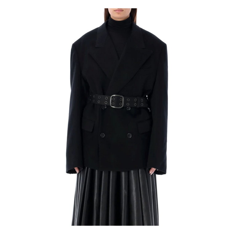 Czarny płaszcz z podwójnym rzędem guzików Junya Watanabe