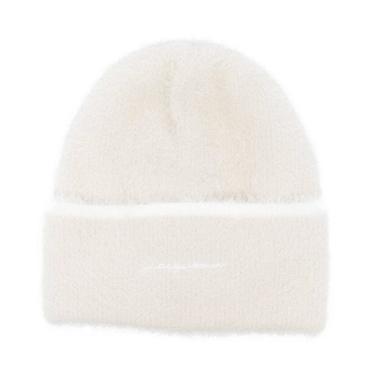 Neve Beanie - Off-White Wykończenie z Teksturą Jacquemus