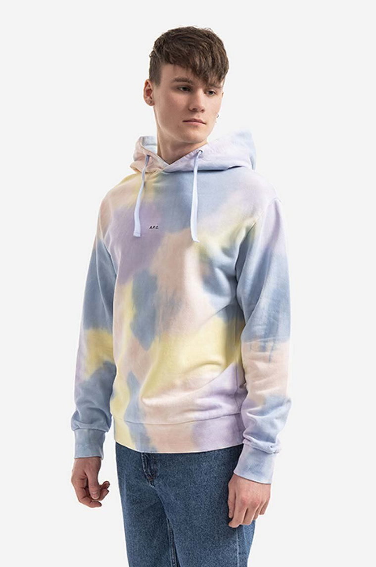 A.P.C. bluza bawełniana Victor męska z kapturem wzorzysta COEWP.H27703-MULTICOLOR