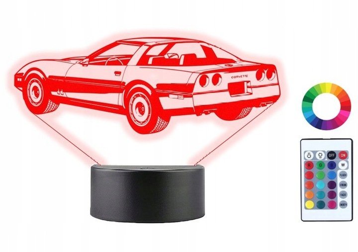 Lampka Nocna 3D Led Chevrolet Corvette Grawer