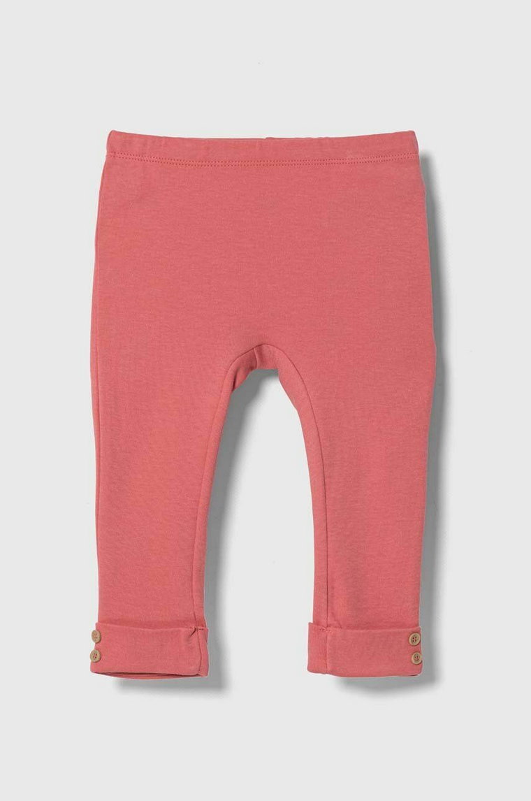 United Colors of Benetton legginsy bawełniane niemowlęce kolor różowy gładkie