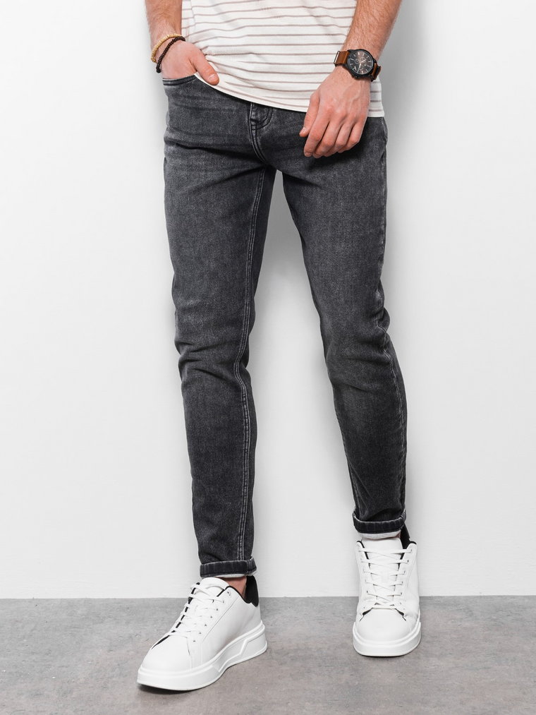 Spodnie męskie jeansowe SKINNY FIT -  grafitowe V3 OM-PADP-0101