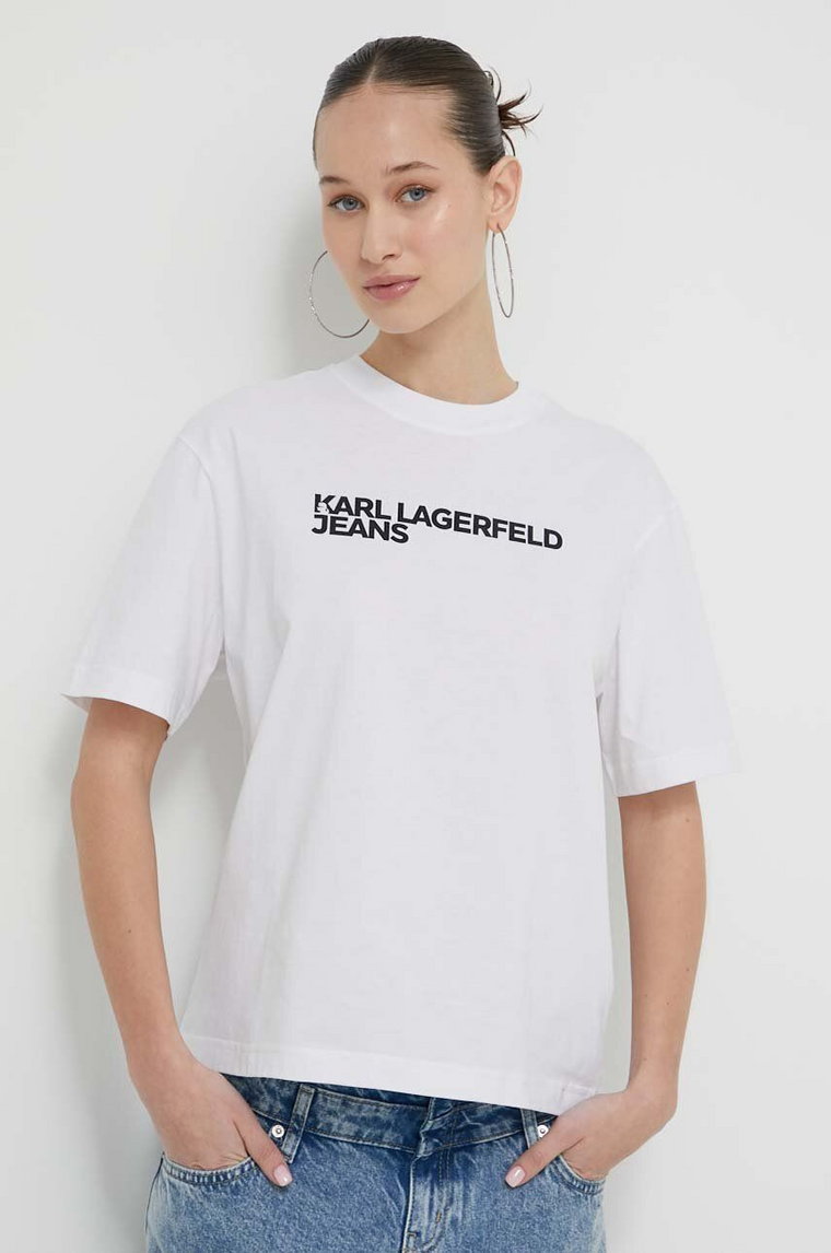 Karl Lagerfeld Jeans t-shirt bawełniany damski kolor biały