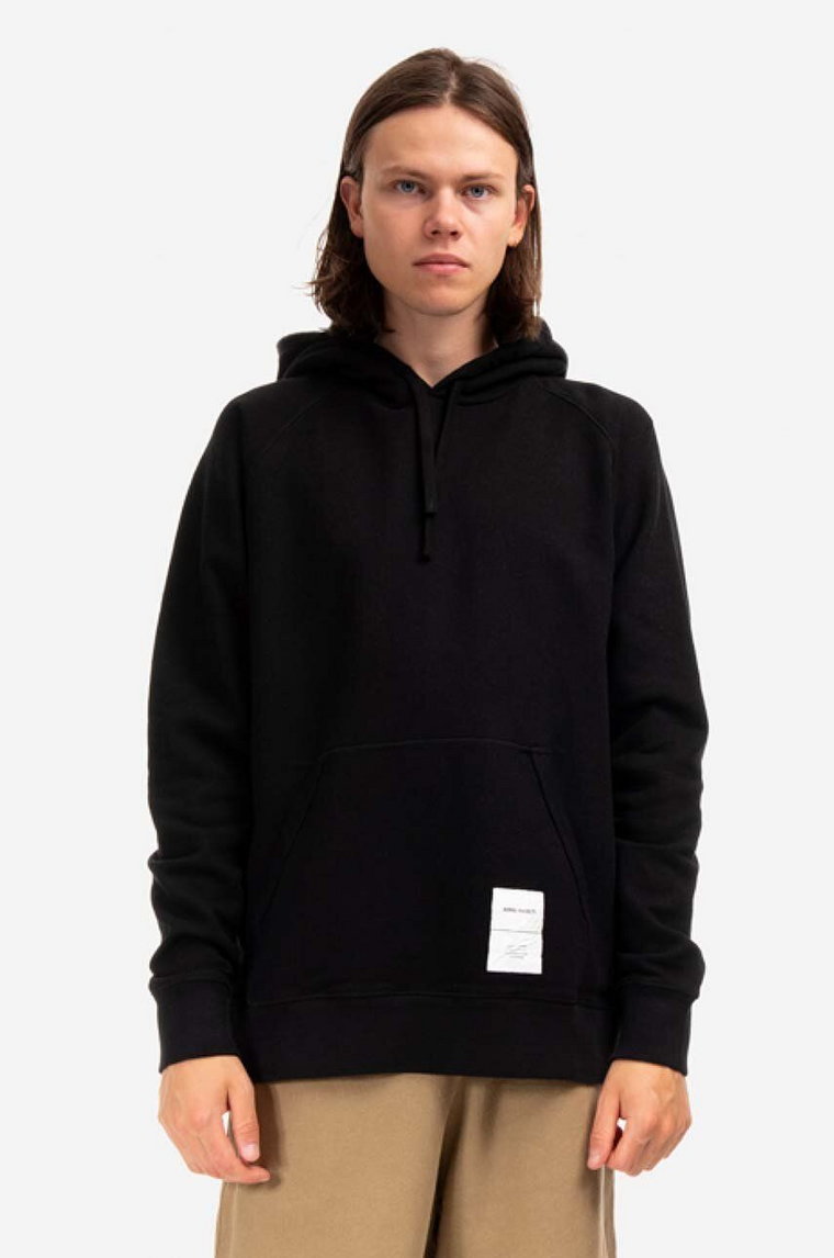 Norse Projects bluza bawełniana Kristian Tab Series Hood męska kolor czarny z kapturem gładka N20.1294.9999-9999