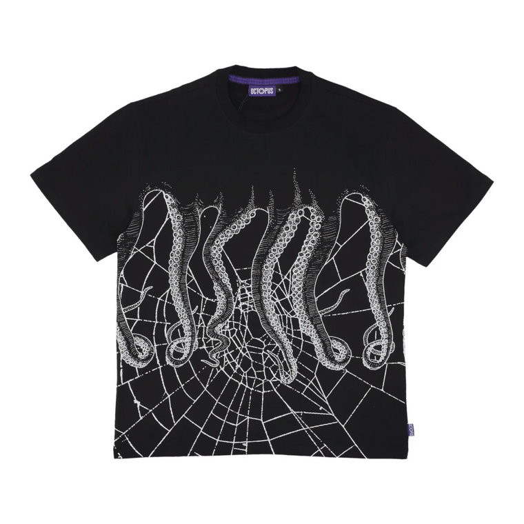 Czarna Web Tee Streetwear Kolekcja Octopus