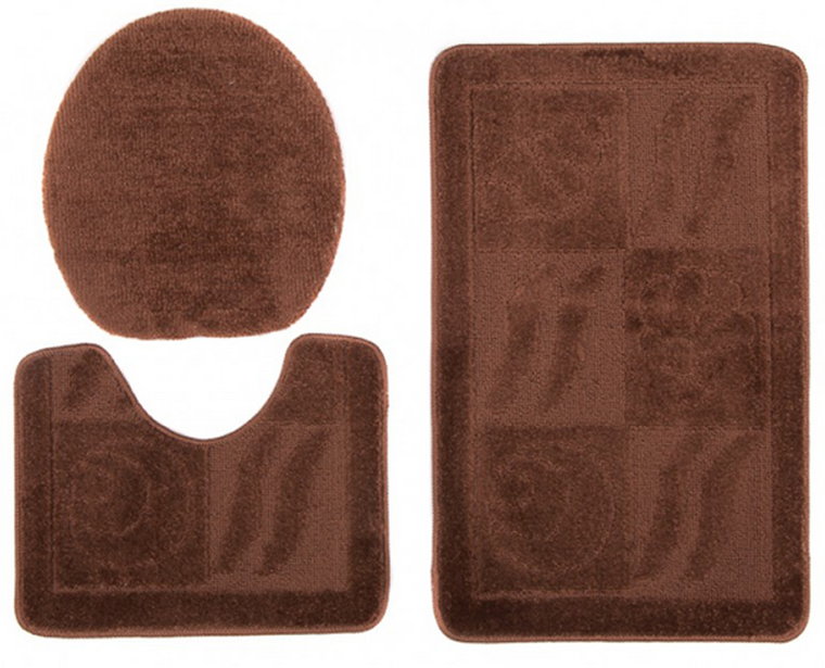 Brązowy 3 - częściowy komplet dywaników łazienkowych - Frumo 4X