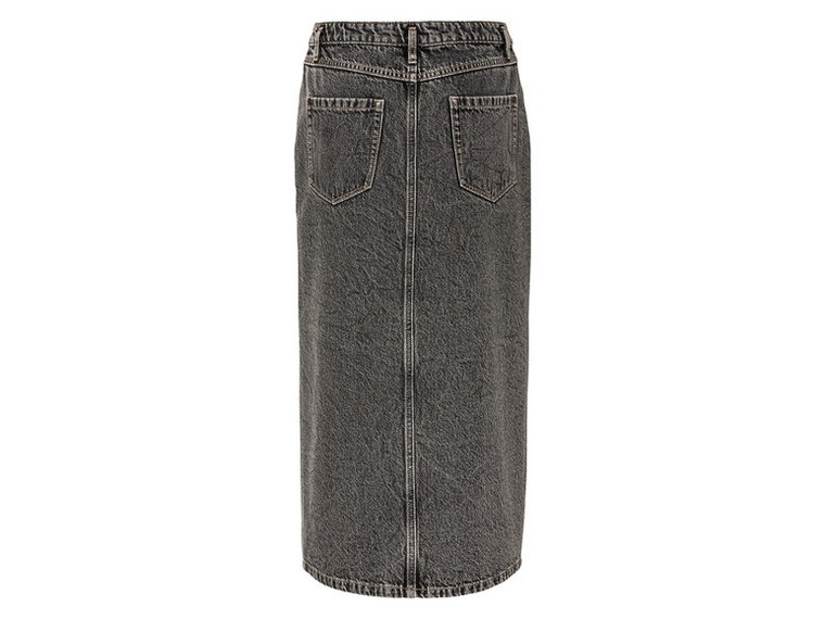 esmara Spódnica jeansowa damska midi z bawełny (34, Czarny)