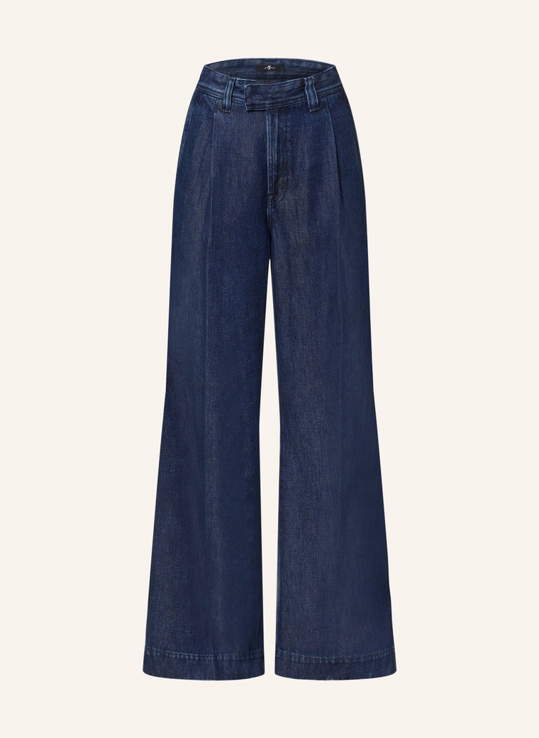 7 For All Mankind Jeansy Straight Pleated Trousers blau