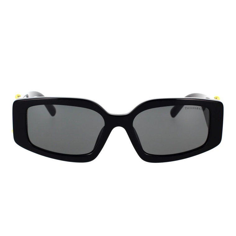 Eleganckie Czarne Okulary Przeciwsłoneczne w Kształcie Prostokąta Tiffany