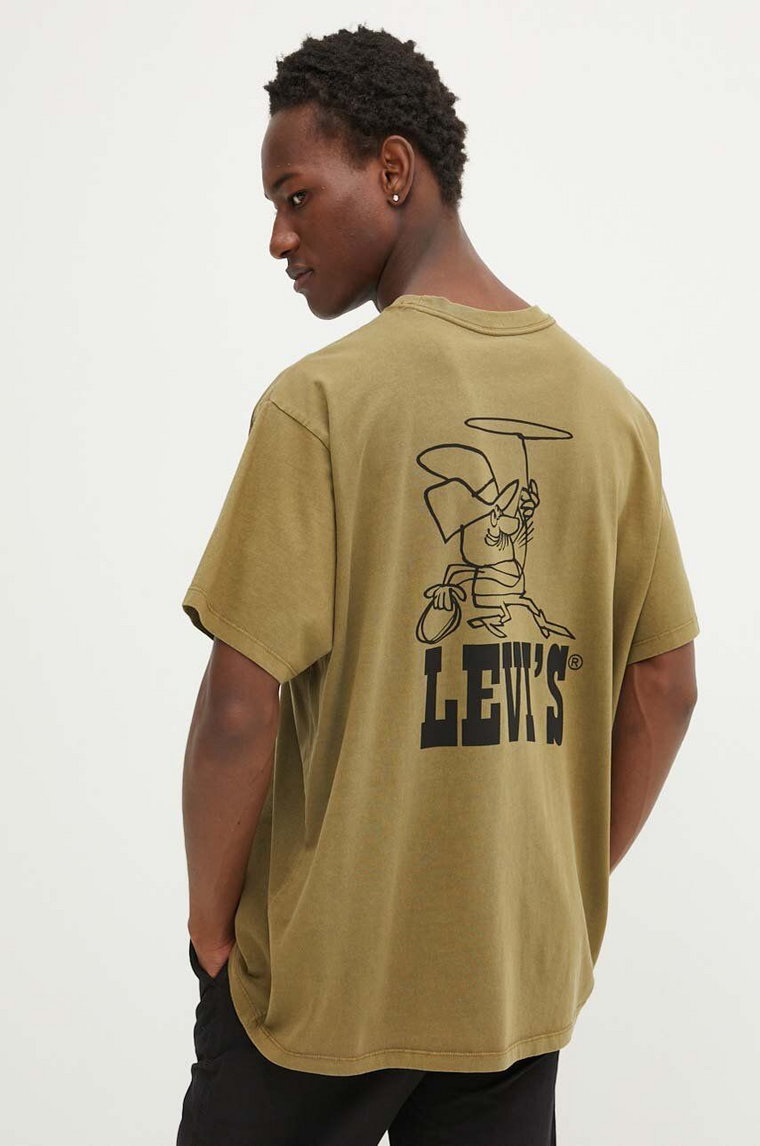 Levi's t-shirt bawełniany kolor zielony z nadrukiem 87373