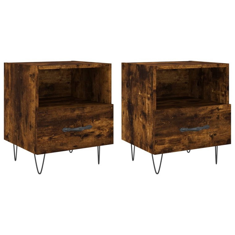 Modern Nightstand Set - Smoked Oak, 40x35x47.5 cm