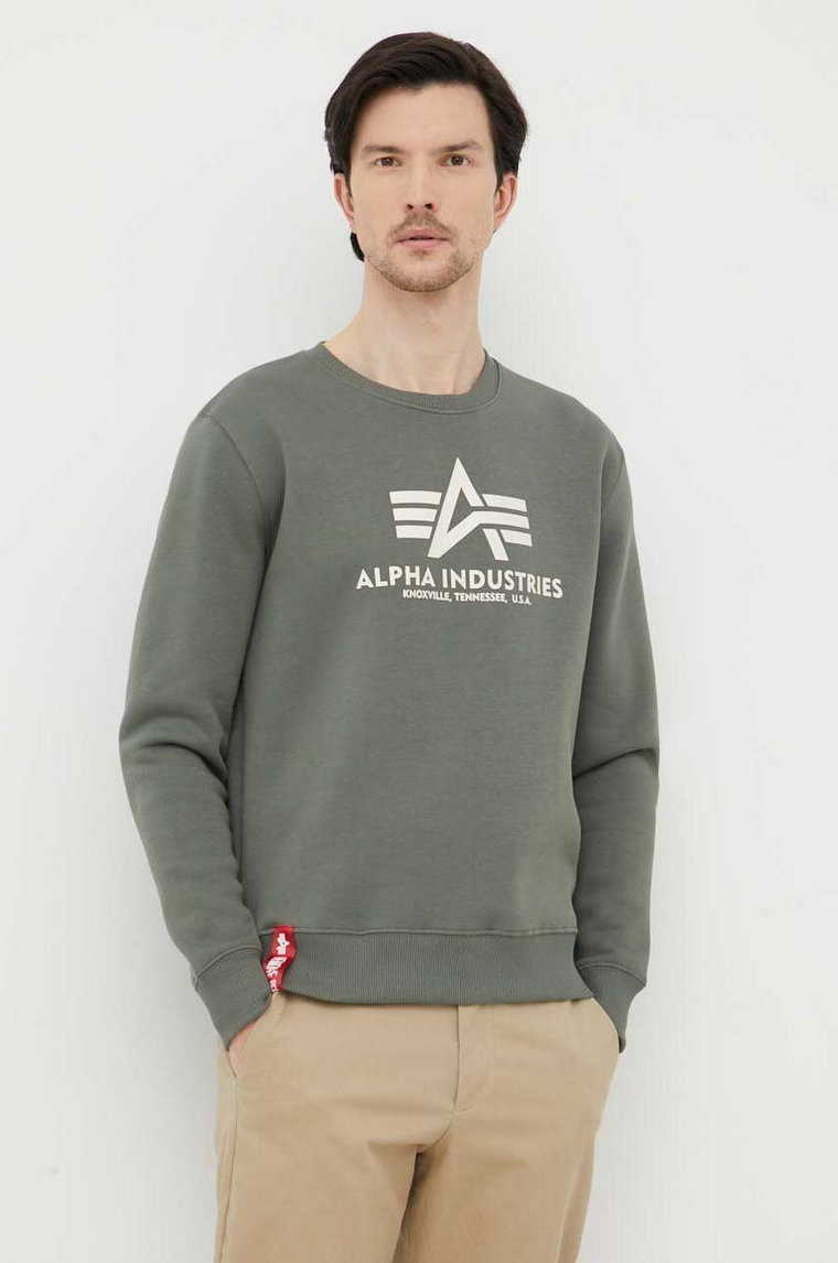 Alpha Industries bluza męska kolor zielony z nadrukiem 178302.432-VintageGre