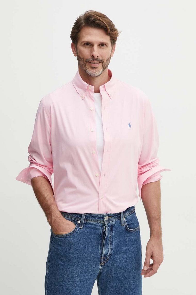 Polo Ralph Lauren koszula męska kolor różowy regular z kołnierzykiem button-down 710929349