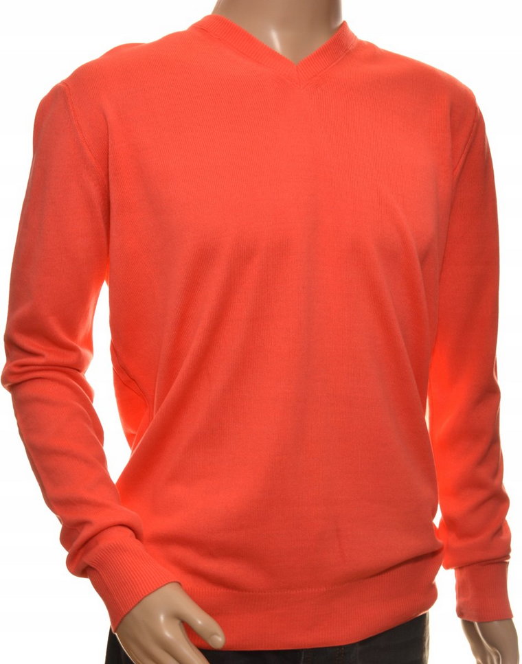 Sweter Męski Gładki Szpic Z Kaszmirem Xl Orange