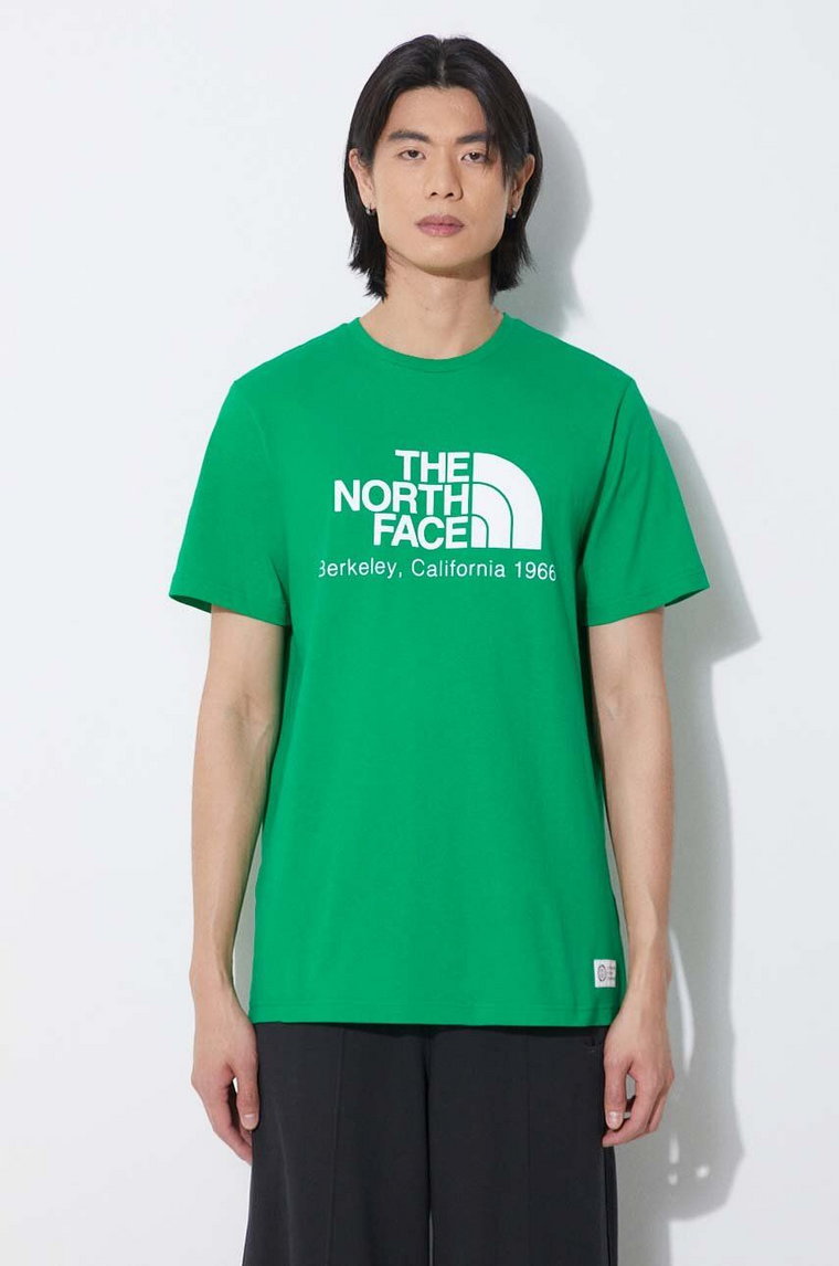 The North Face t-shirt bawełniany M Berkeley California S/S Tee męski kolor zielony z nadrukiem NF0A87U5PO81