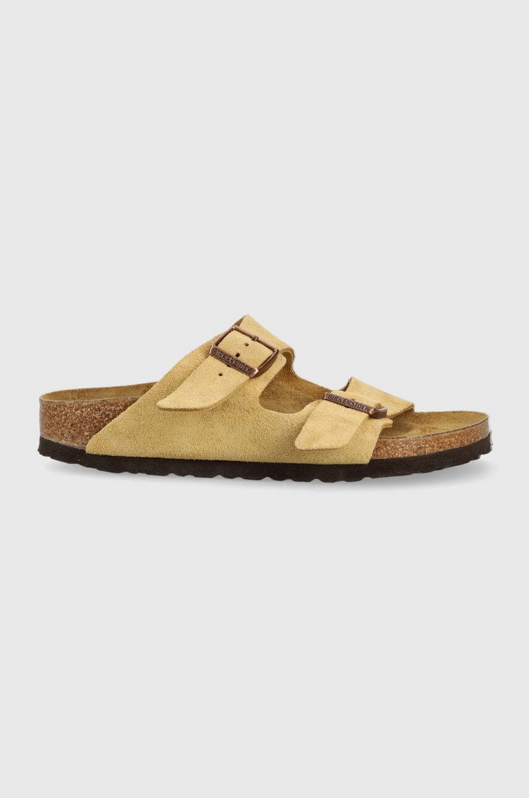 Birkenstock klapki zamszowe Arizona damskie kolor beżowy 1026174