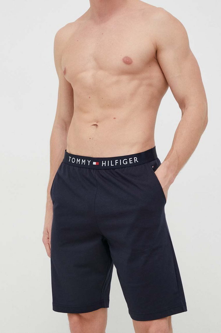 Tommy Hilfiger szorty piżamowe bawełniane kolor granatowy gładka UM0UM03080