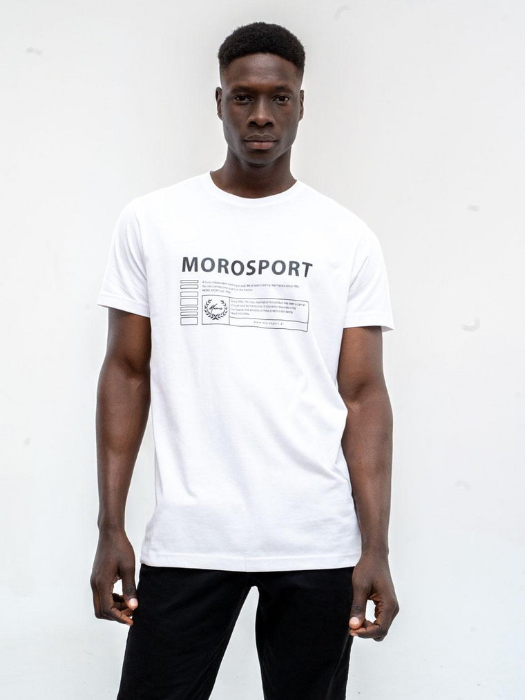 T-Shirt Z Nadrukiem Męski Biały Moro Sport Commercial