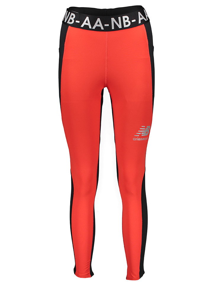 New Balance Legginsy sportowe w kolorze czarno-czerwonym