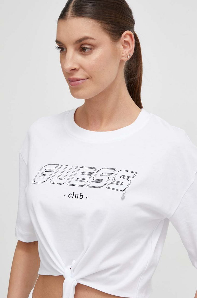 Guess t-shirt bawełniany NATALIA damski kolor biały V4GI10 I3Z14