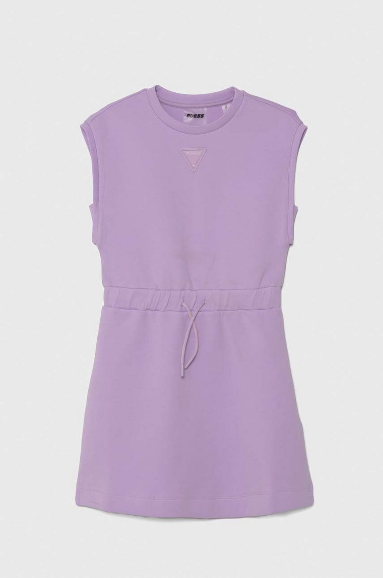 Guess sukienka dziecięca kolor fioletowy mini prosta