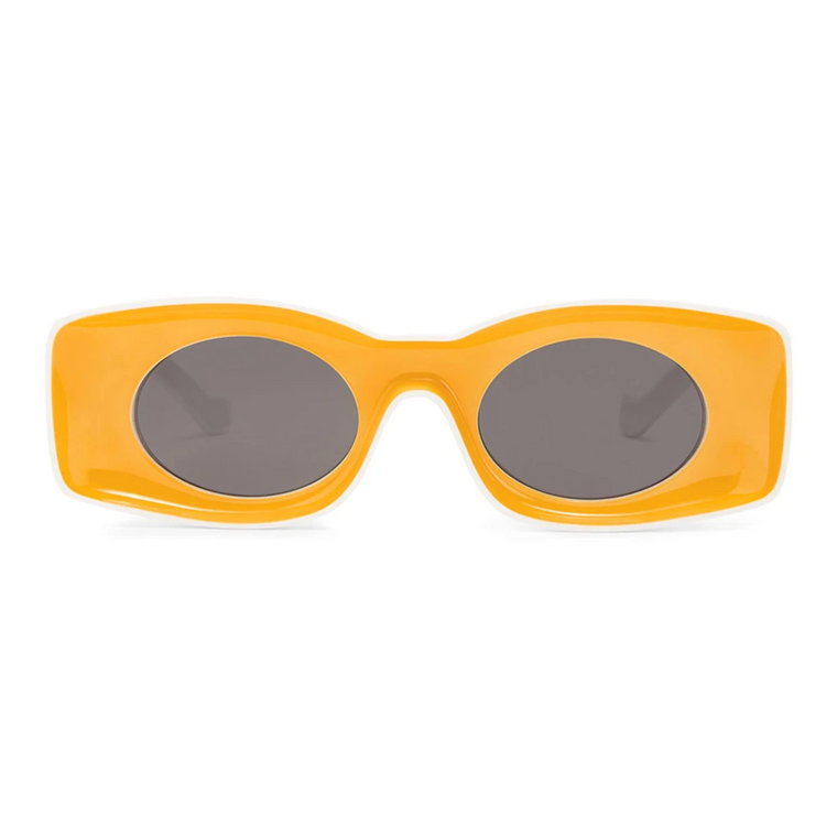 Żółto-białe okulary przeciwsłoneczne w kształcie prostokąta Loewe