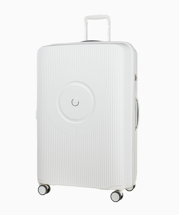PUCCINI Duża biała walizka z polipropylenu z zamkiem szyfrowym TSA