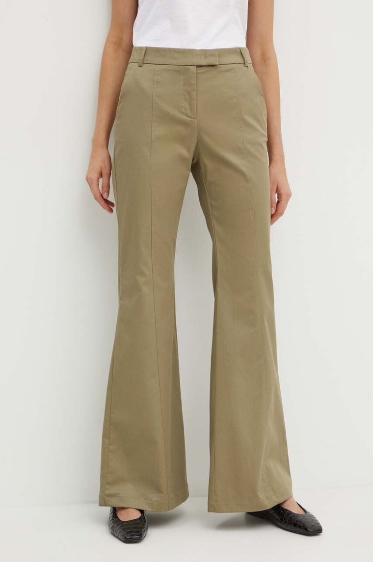 MAX&Co. spodnie damskie kolor zielony dzwony medium waist 2416131014200