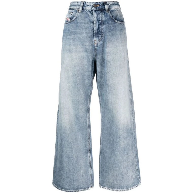 Acid Wash Wide Leg Denim Jeans Diesel
