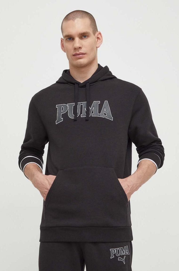 Puma bluza SQUAD męska kolor czarny z kapturem z nadrukiem 678969