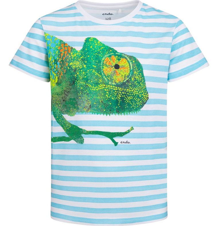 T-shirt Koszulka dziecięca chłopięca Bawełna 122 w paski Kameleon Endo