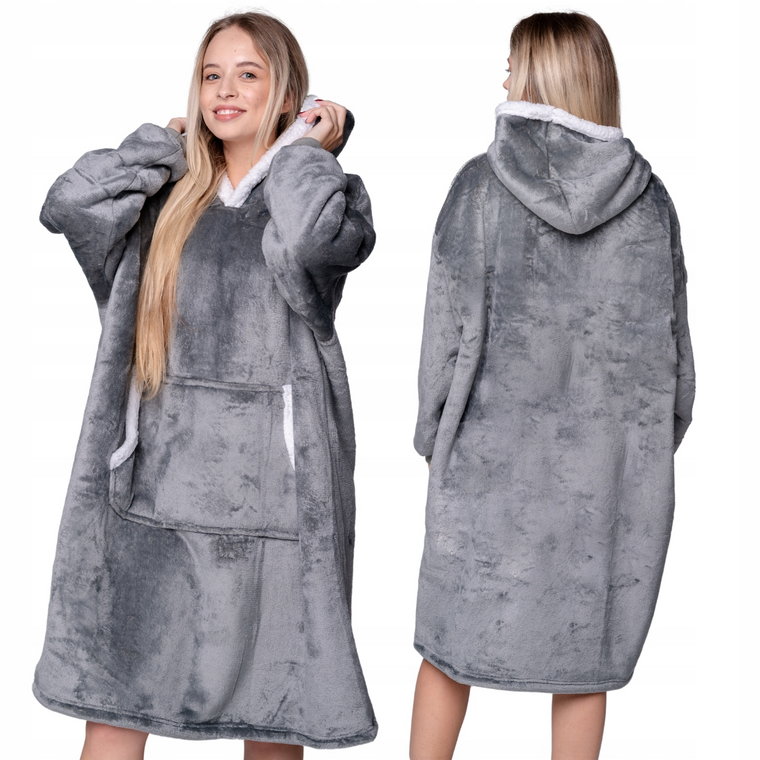 Koc Bluza Oversize Ciepła 2W1 Gruba XXL Futrzak Kocobluza