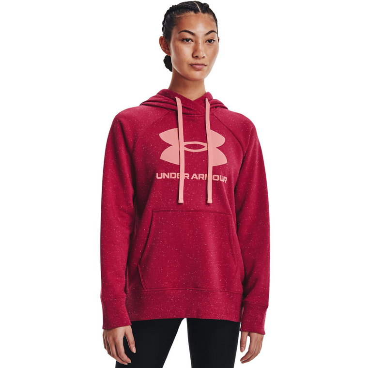 Damska bluza dresowa nierozpinana z kapturem UNDER ARMOUR Rival Fleece Logo Hoodie - czerwona