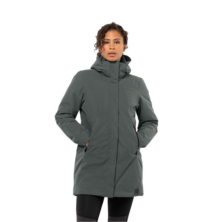 Damski płaszcz zimowy Jack Wolfskin SALIER COAT slate green - S